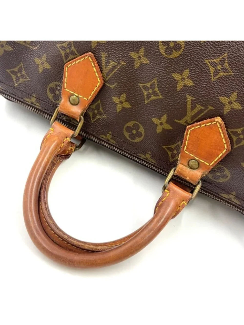 Louis Vuitton Speedy 30 Monogram Leather Brown Light Handbag Gold